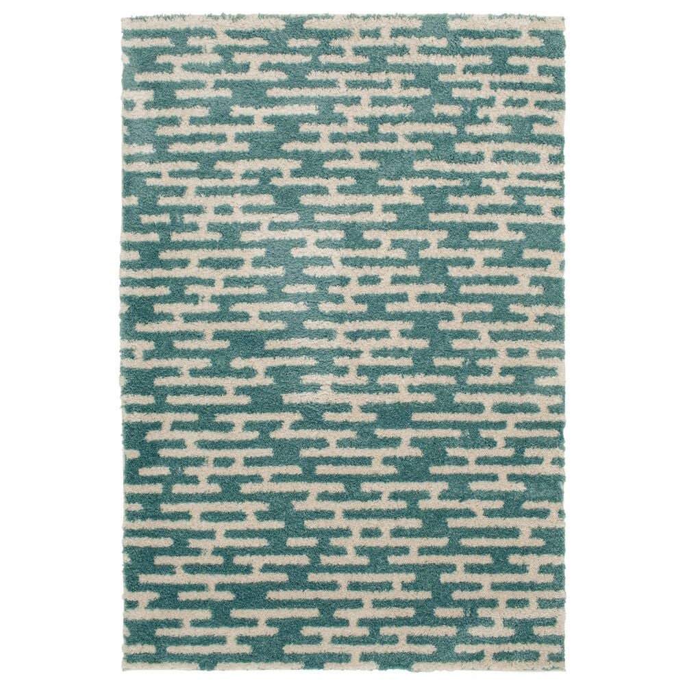Central Oriental Tulsa Gordie 7"10" x 9"10" Aqua and White Sand Area Rug, , large