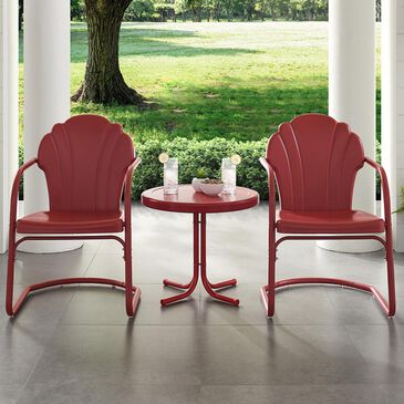 Crosley Furniture Tulip 3-Piece Outdoor Chat Set in Red, , large