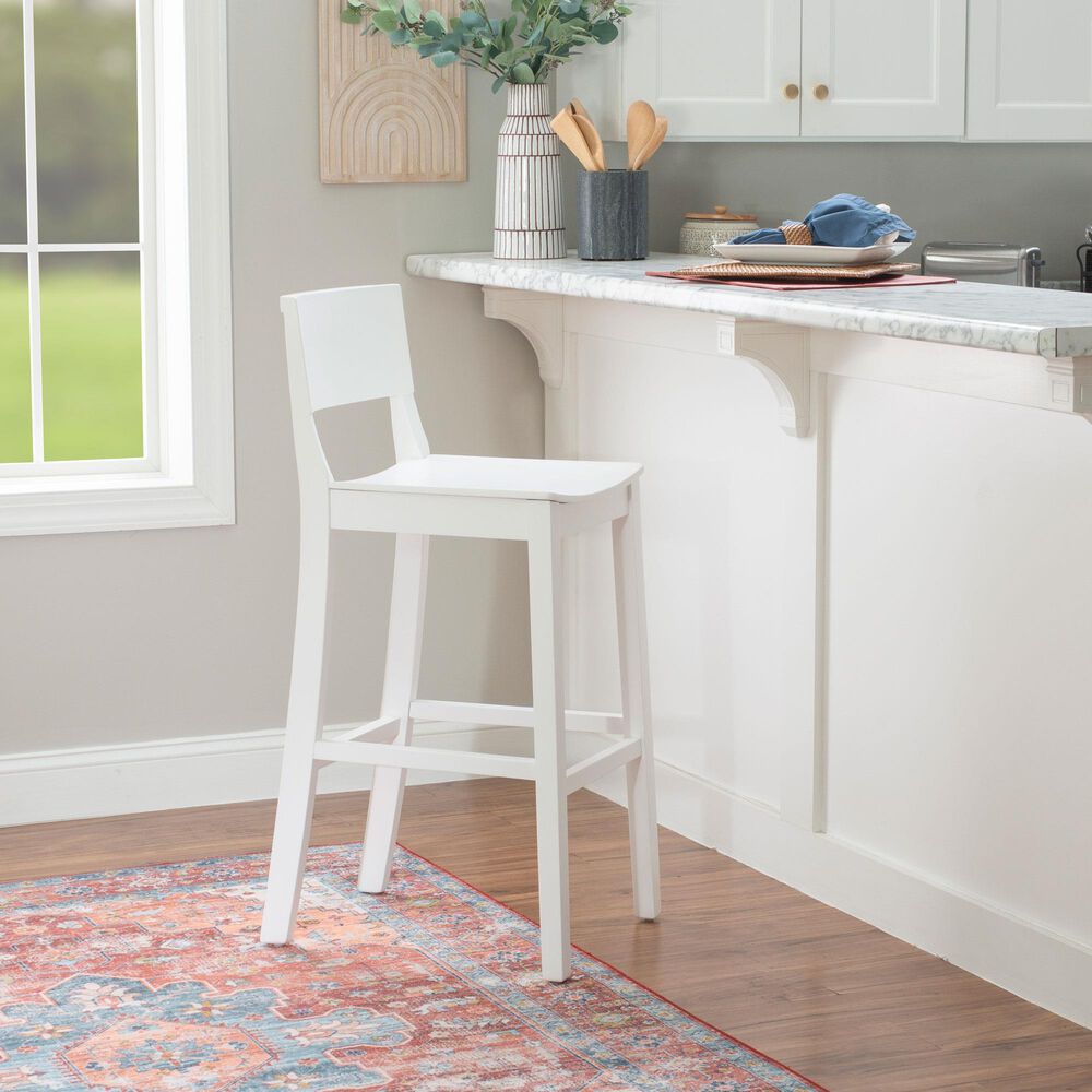 Linon Home Decor Devin Barstool in White (Set of 2), , large