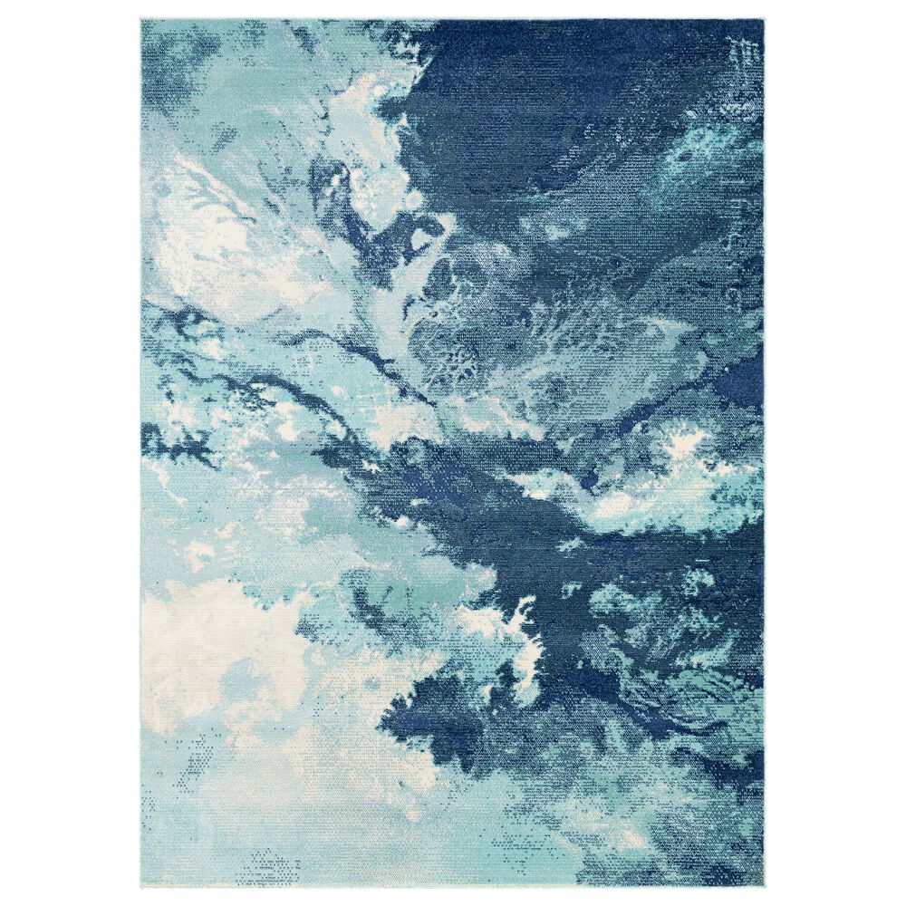 Surya Bodrum 5"3" x 7"3" Ivory, Gray, Navy, Aqua and Blue Area Rug, , large