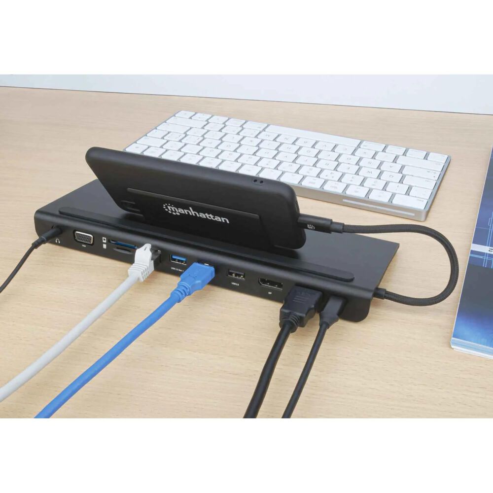 Manhattan USB-C 11-In-1 Triple Monitor Docking Station with MST, , large