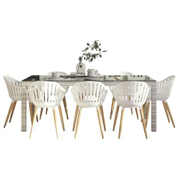 Midtown Concepts 9-Piece Dining Set with Slat Back Chair in Grey, Brown and White, , large