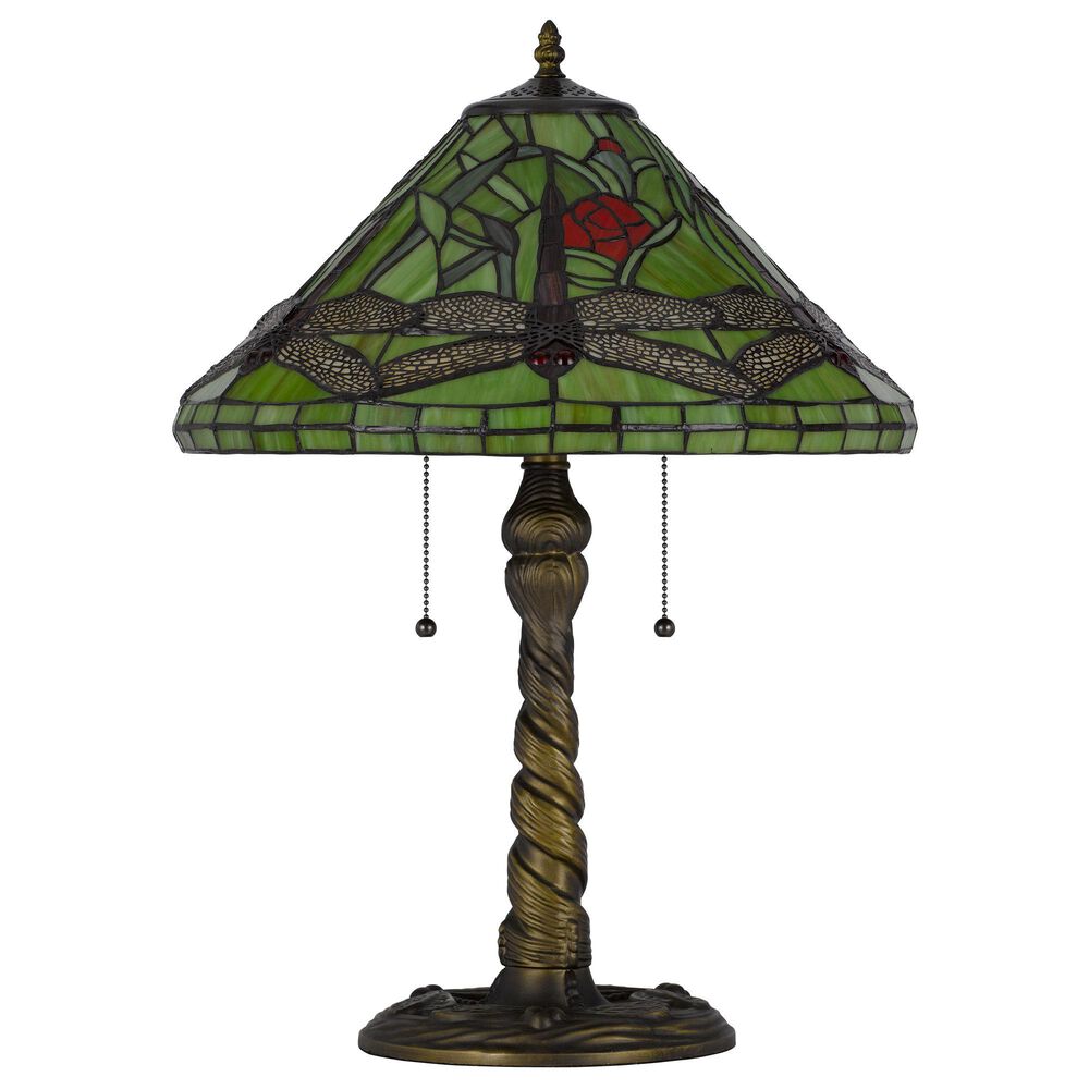 Cal Lighting 24" Tiffany Table Lamp in Antique Brass, , large