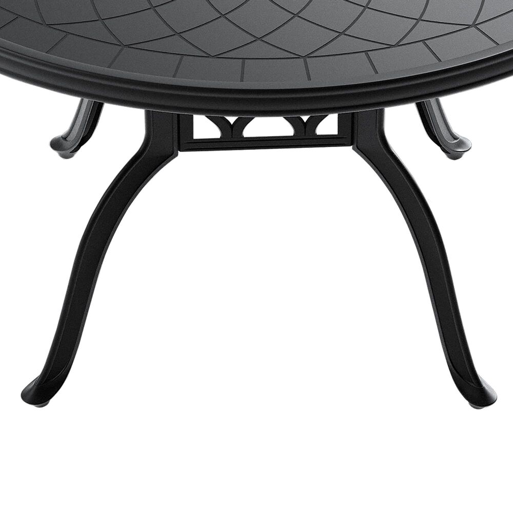Hearth and Haven Outdoor Aluminum Dining Table with Round Table Top and Carved Texture, Black, , large
