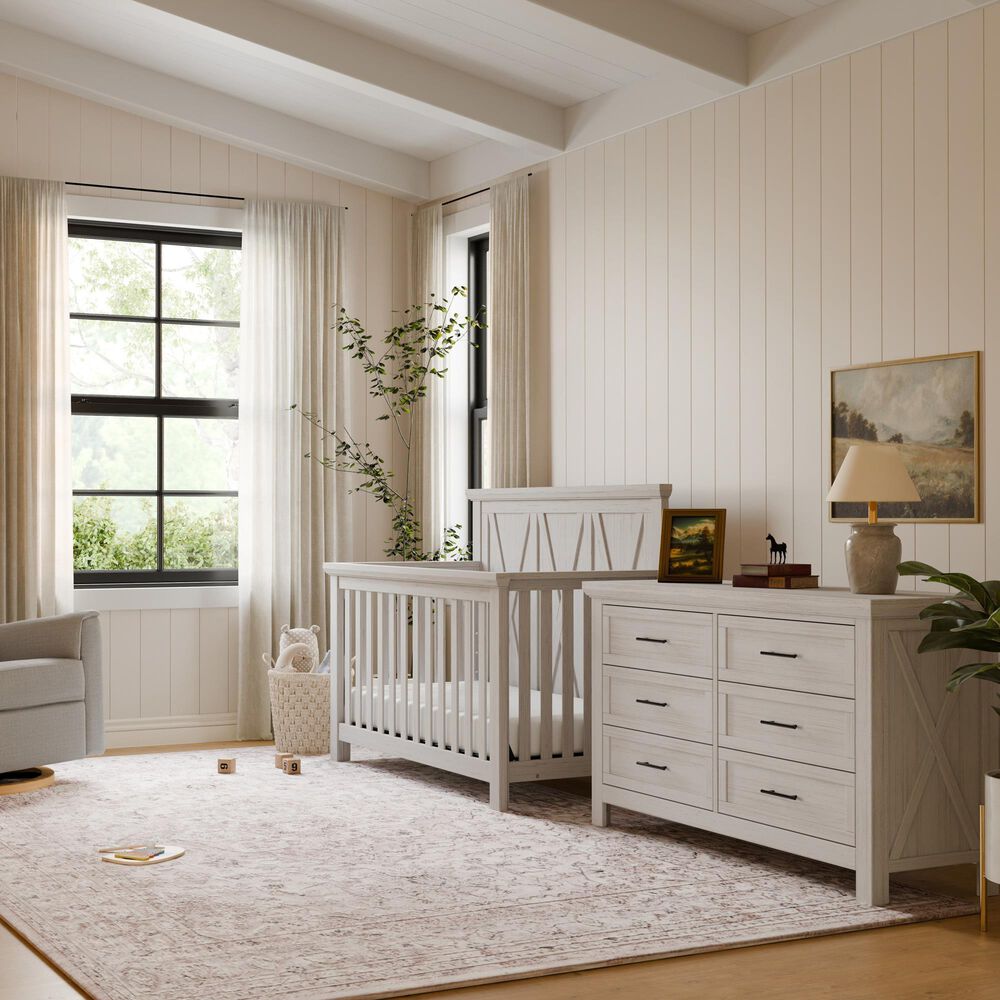 DaVinci Emory Farmhouse 6-Drawer Dresser in White Driftwood, , large