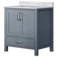 Lexora Home Jacques 30" Single Bathroom Vanity in Dark Grey with 2 cm White Carrara Marble Top and Rectangular Sink, , large