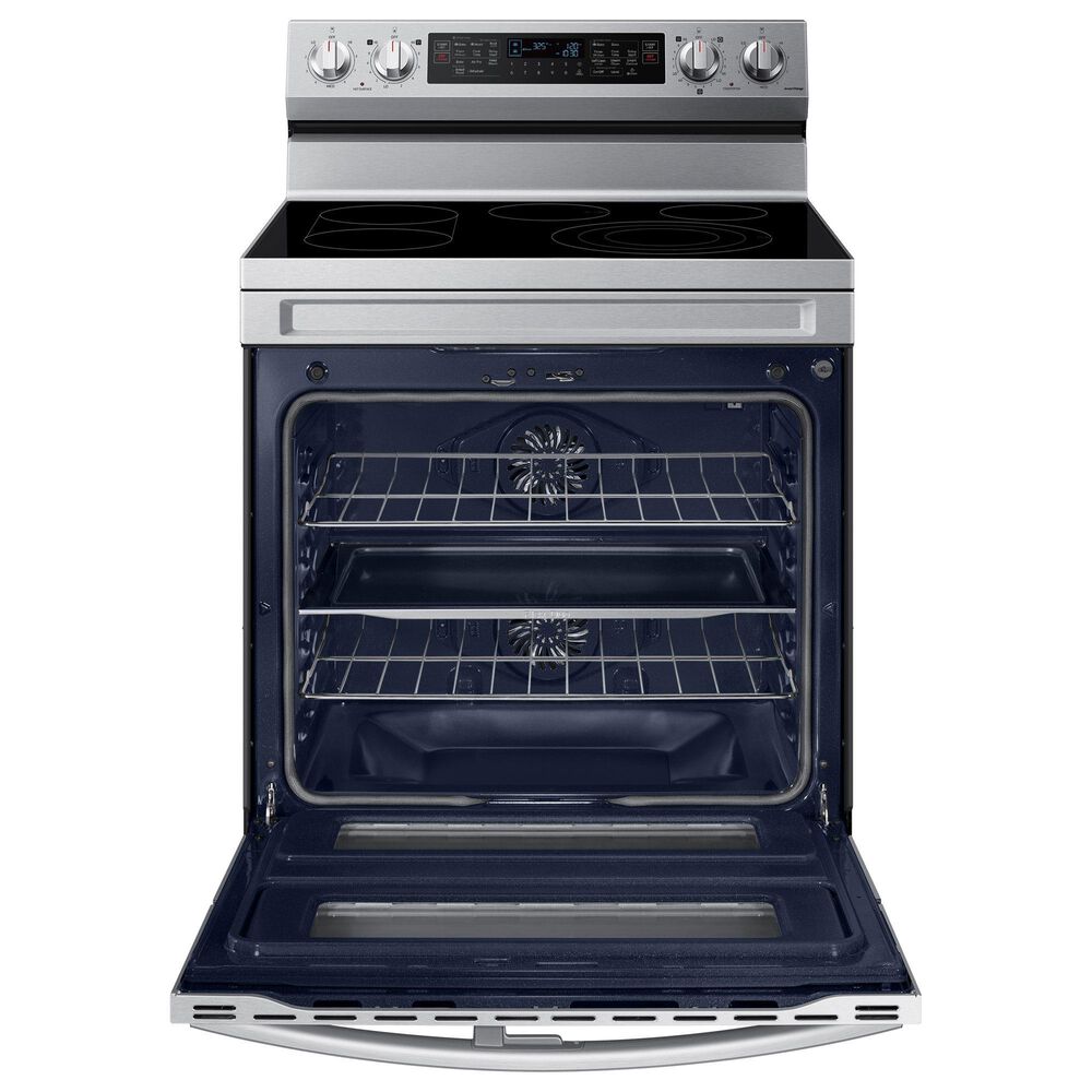 Samsung 2-Piece Kitchen Package with 6.3 Cu. Ft. Freestanding Double Oven Electric Range and Bespoke 2.1 Cu. Ft. Fingerprint Resistant Over-the-Range Microwave in Stainless Steel, , large
