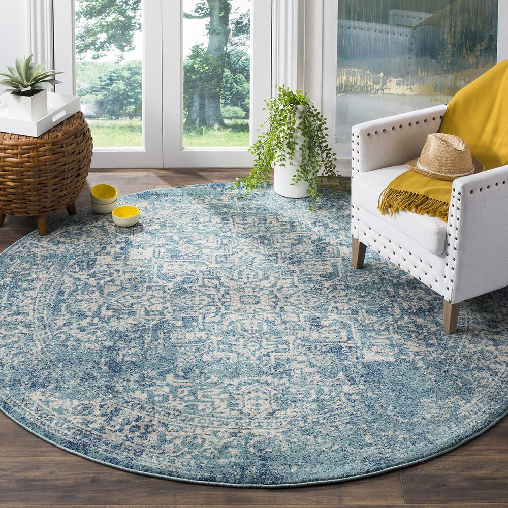 Safavieh Evoke EVK256C-5R 5"1" Round Blue/Ivory Area Rug, , large