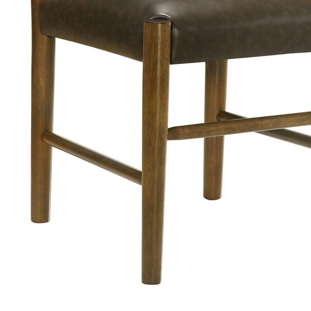 Armen Living Bennet Side Chair with Brown Upholstery in Walnut (Set of 2), , large