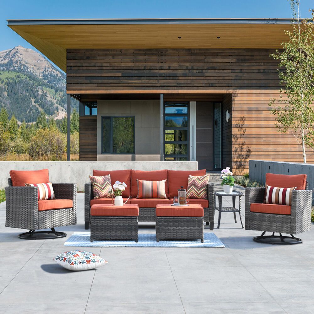 HOMLUX 6-Piece Patio Conversation Set in Orange, , large