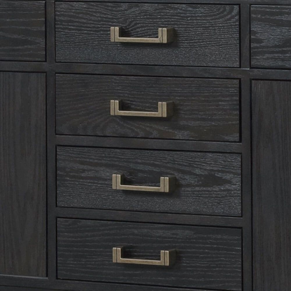 Lexora Home Laurel 84" Double Bathroom Vanity in Black Oak with White Quartz Top and Rectangular Sinks, , large