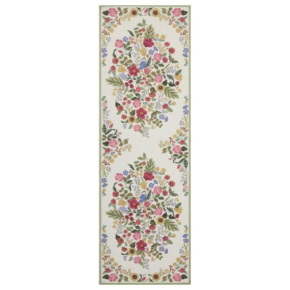 Rifle Paper Co. x Loloi Perennial Blossom 2"5" x 5"6" Cream Runner, , large