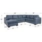 Tuscany Grove Paisley 3-Piece Stationary Pull Out Sofa Sectional with Storage Chaise in Impact Denim, , large