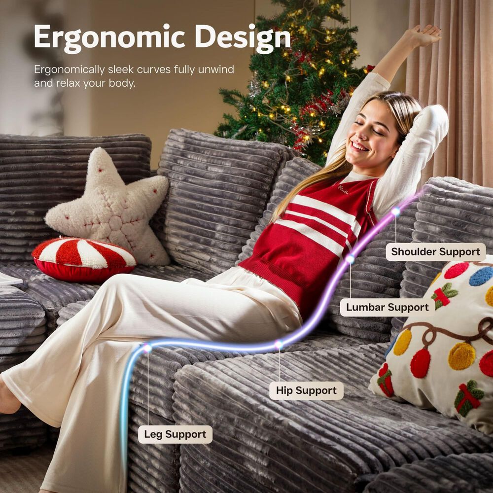 Noviland HOMLUX 9-Piece Mod L-Sectional with Chaise in Grey, , large