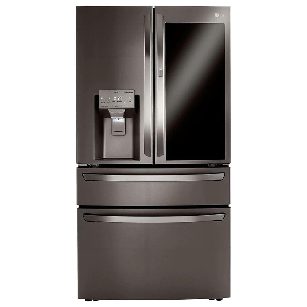 LG 2-Piece Kitchen Package with 22.3 Cu. Ft 4-Door French Door Refrigerator and Single Door Freezer in Black Stainless Steel, , large