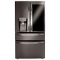 LG 2-Piece Kitchen Package with 22.3 Cu. Ft 4-Door French Door Refrigerator and Single Door Freezer in Black Stainless Steel, , large