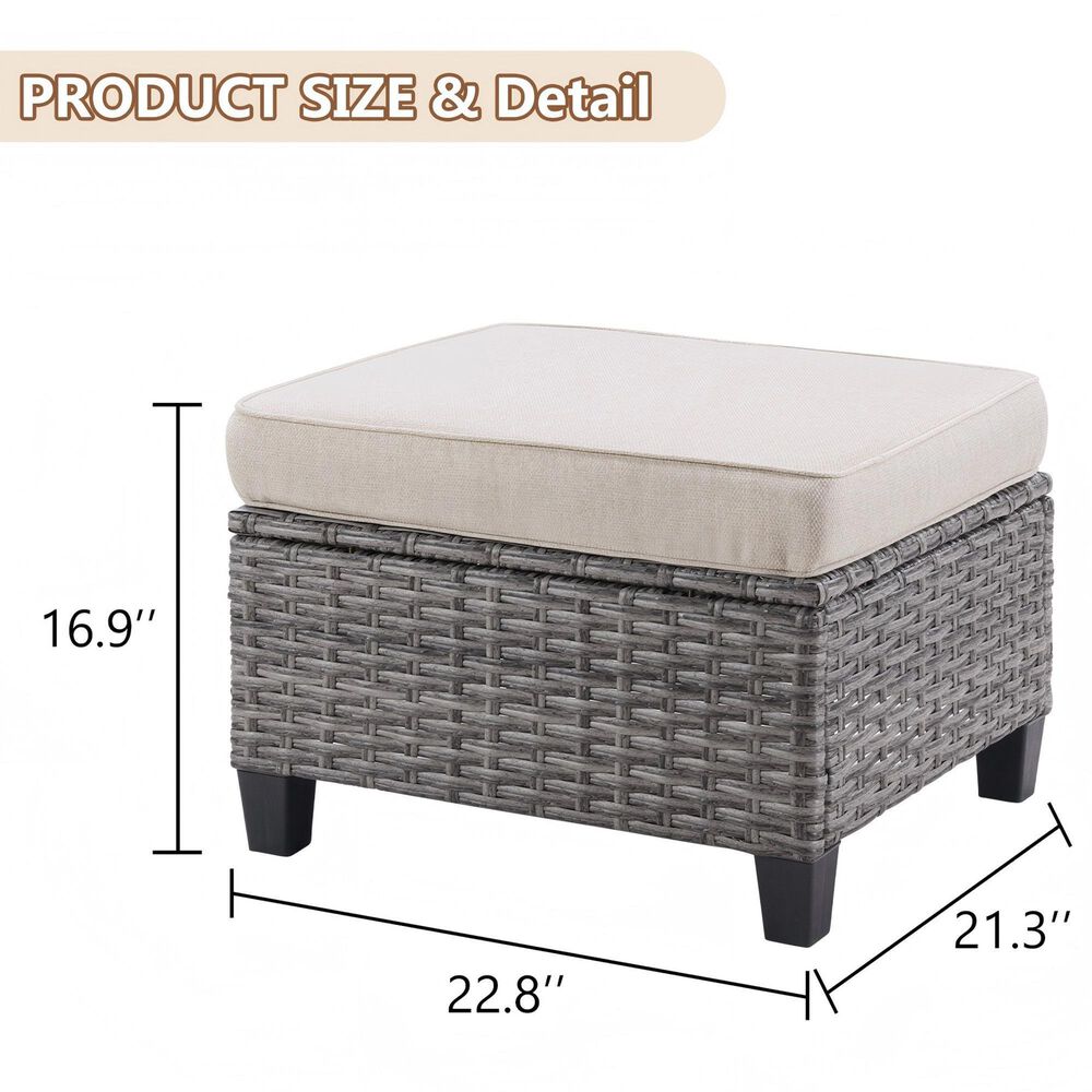 Sunwell Garden 6-Piece Patio Chat Set with Two Ottoman in Beige, , large