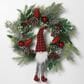 The Gerson Company 24" 2599050EC Holiday Pine Wreath with Gnome Ornaments in Green and Red, , large