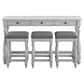 Golden Wave Furniture New Haven Sofa Table with Three Stools in Oyster Shell, , large