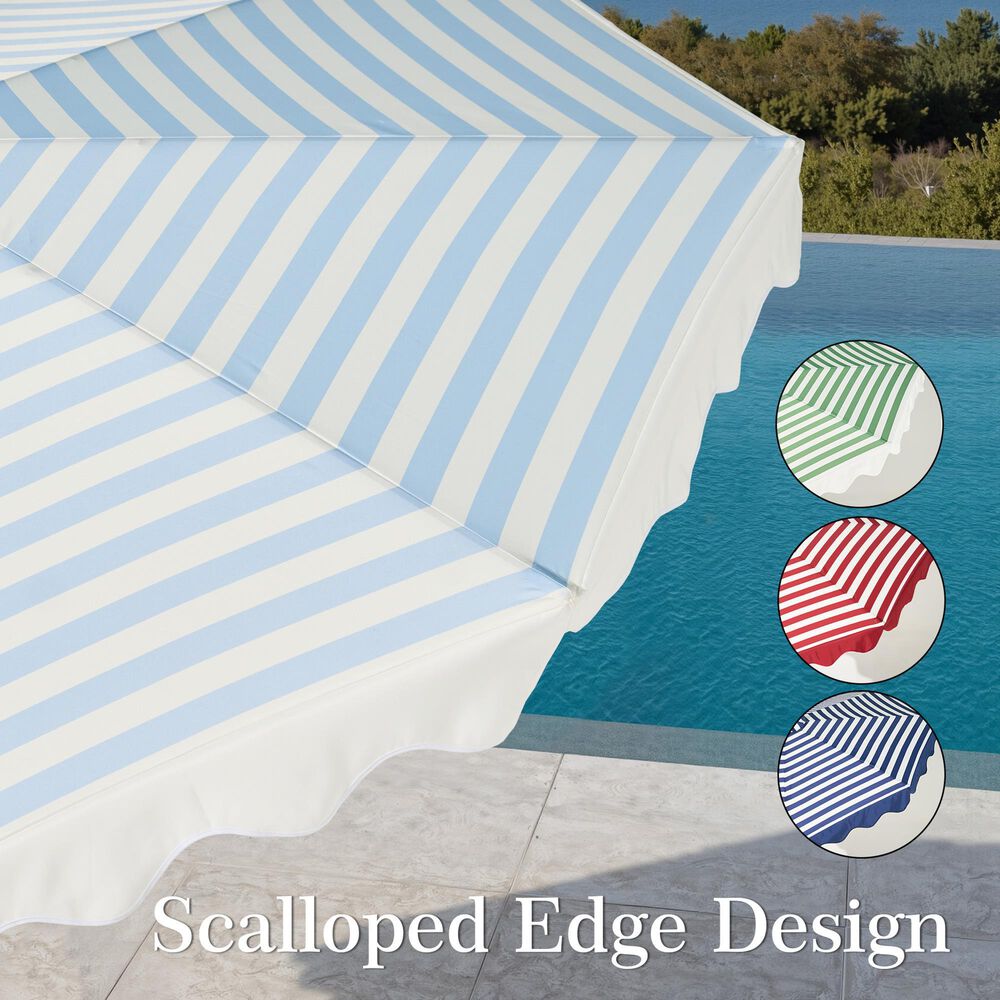 HOMLUX 10' Patio Umbrella with Adjustable Tilt and Scalloped Edge in Blue, , large
