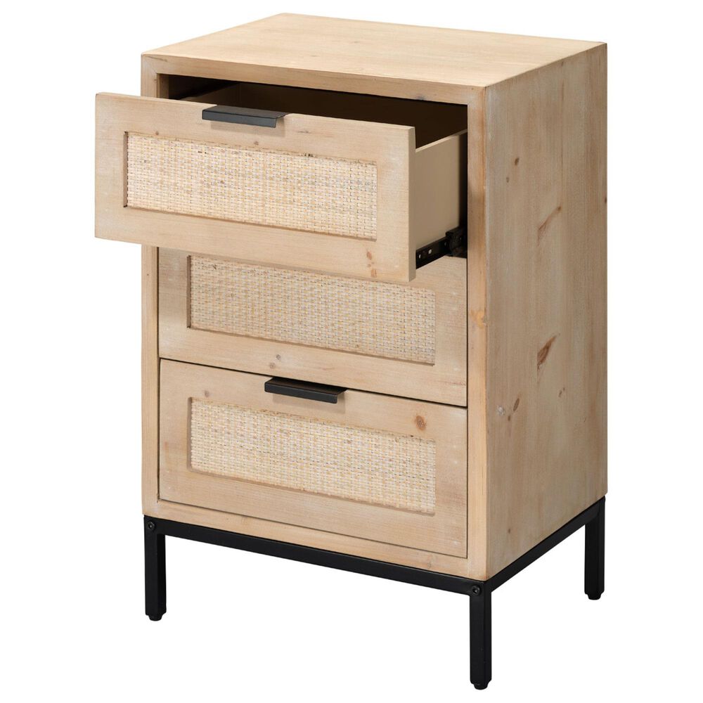 Splendor Living Oakton 3-Drawer Side Table in Natural and Black, , large