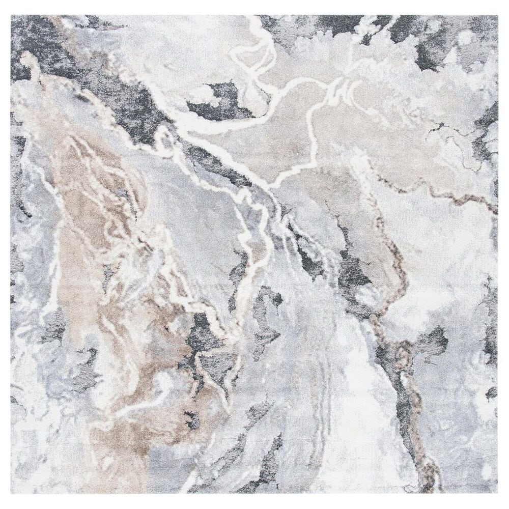 Safavieh Cyrus Shag CYR121G 3" Square Grey and Beige Area Rug, , large