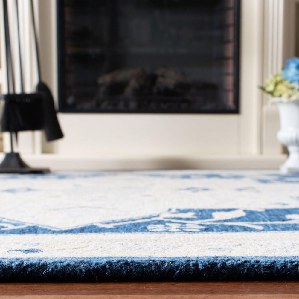 Safavieh Micro-Loop 5&#39; Square Navy and Ivory Area Rug, , large