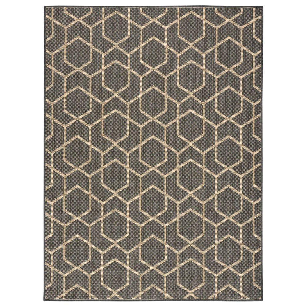 Nourison Horizon HOZ01 Charcoal 6" x 9" Indoor/Outdoor Area Rug, , large