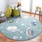 Safavieh Carousel 5"3" Round Teal and Ivory Kids Area Rug, , large