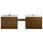 James Martin Vanities Bellshire 120" Dual Bathroom Vanity Set in Honey Oak with Single Hole 3 cm White Zeus Quartz Top and Rectangular Sinks, , large
