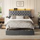 HOMLUX Full Upholstered Platform Storage Bed with Headboard Shelf and USB Charging Station in Gray, , large