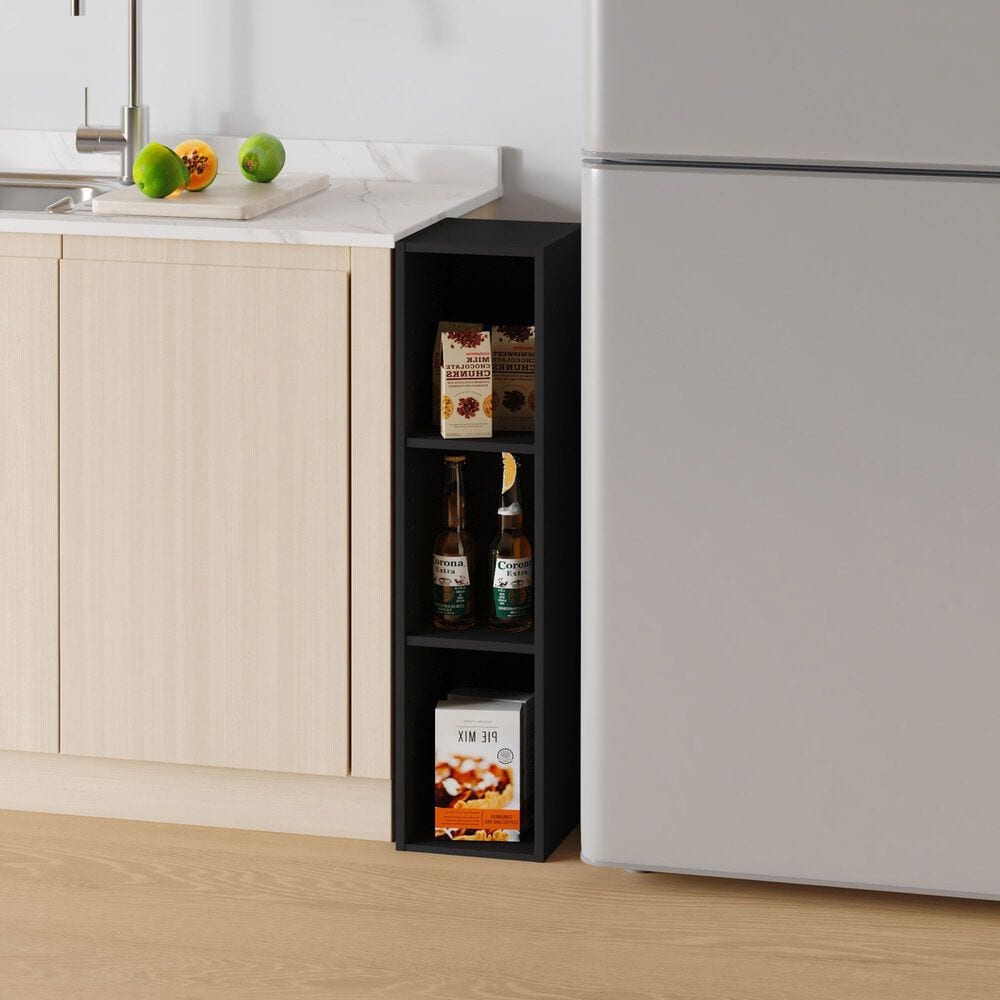 HOMLUX 8" 3-Tier Space Saving Bookcase with Open Adjustable Shelves in Blackwood, , large