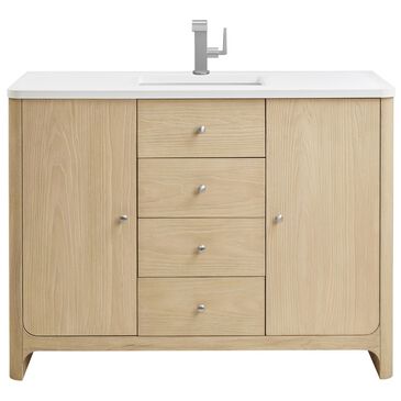 James Martin Vanities Gracyn 48" Single Bathroom Vanity in Sable with 3 cm White Zeus Quartz Top and Rectangular Sink, , large