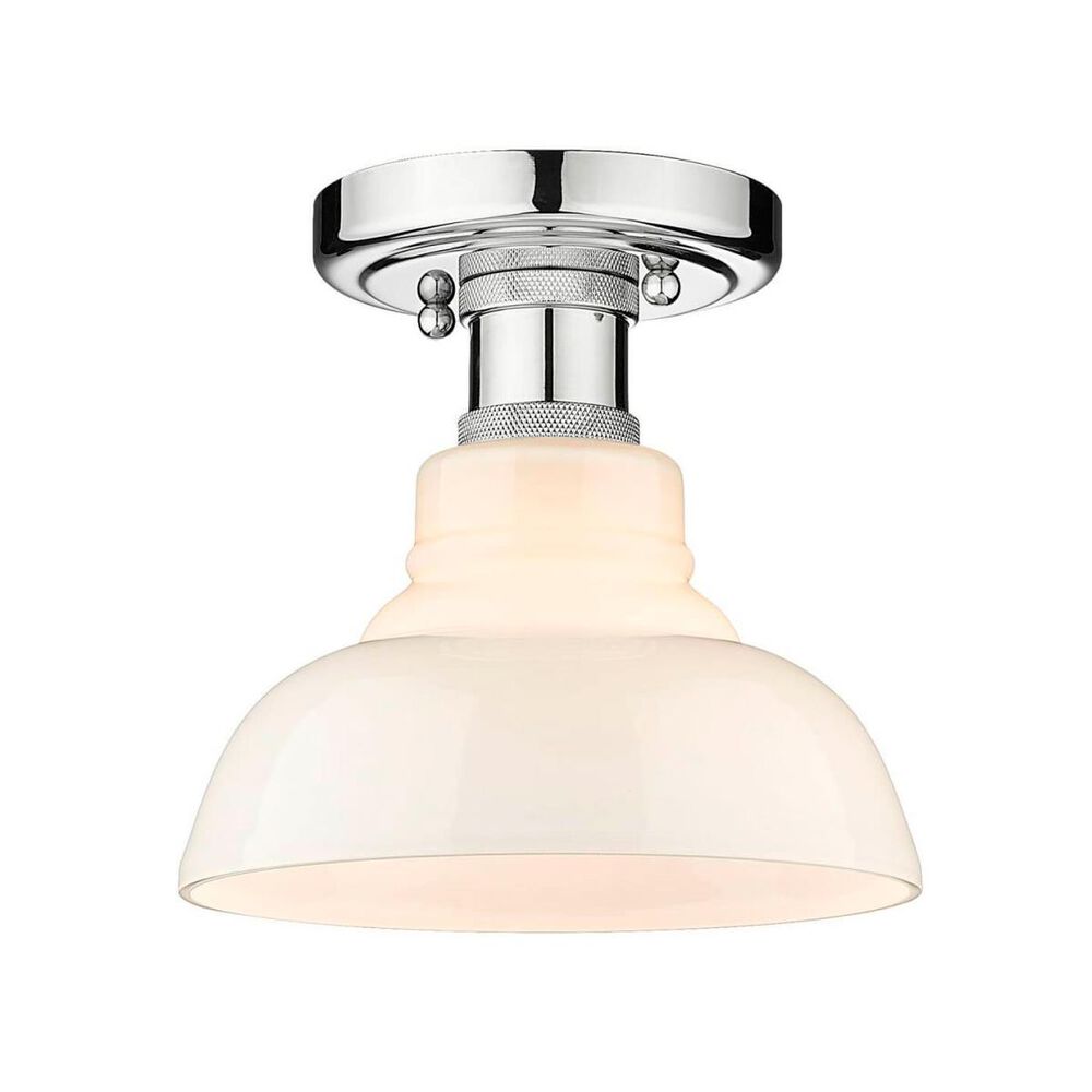 Golden Lighting Carver Flush Mount in Chrome w/Vintage Milk Glass, , large