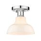 Golden Lighting Carver Flush Mount in Chrome w/Vintage Milk Glass, , large