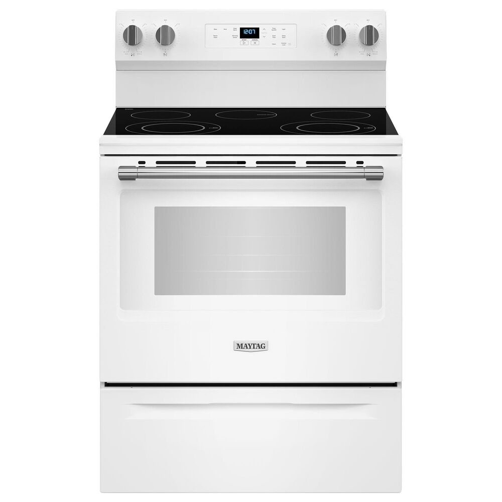 Maytag 5.3 Cu. Ft. Freestanding Electric Range with Steam Clean in White, , large