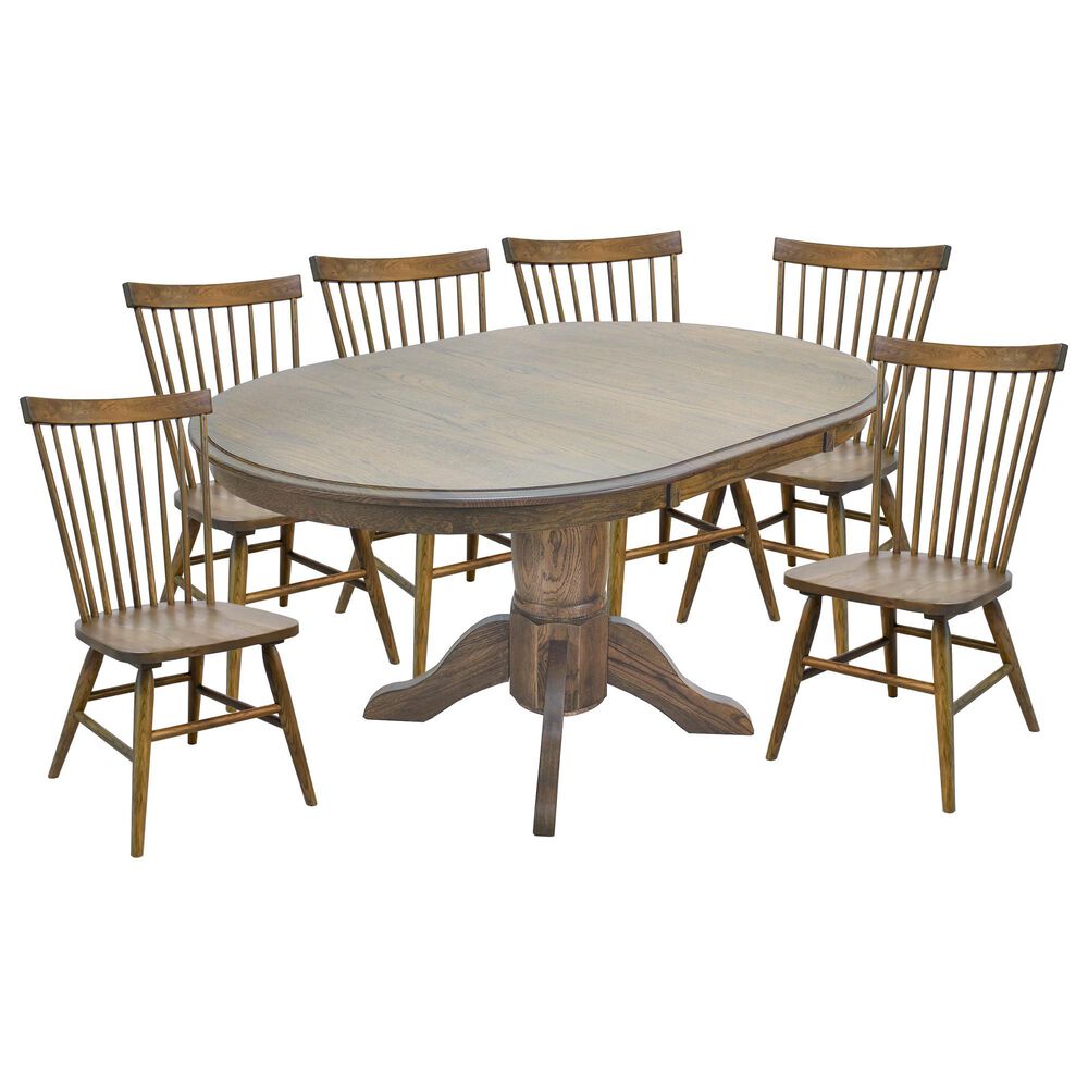 Hawthorne Furniture Colonial Dining Table and Chairs in Weathered Chestnut, , large