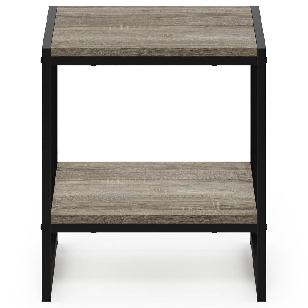 HOMLUX 2-Tier End Table in French Oak Grey and Black, , large