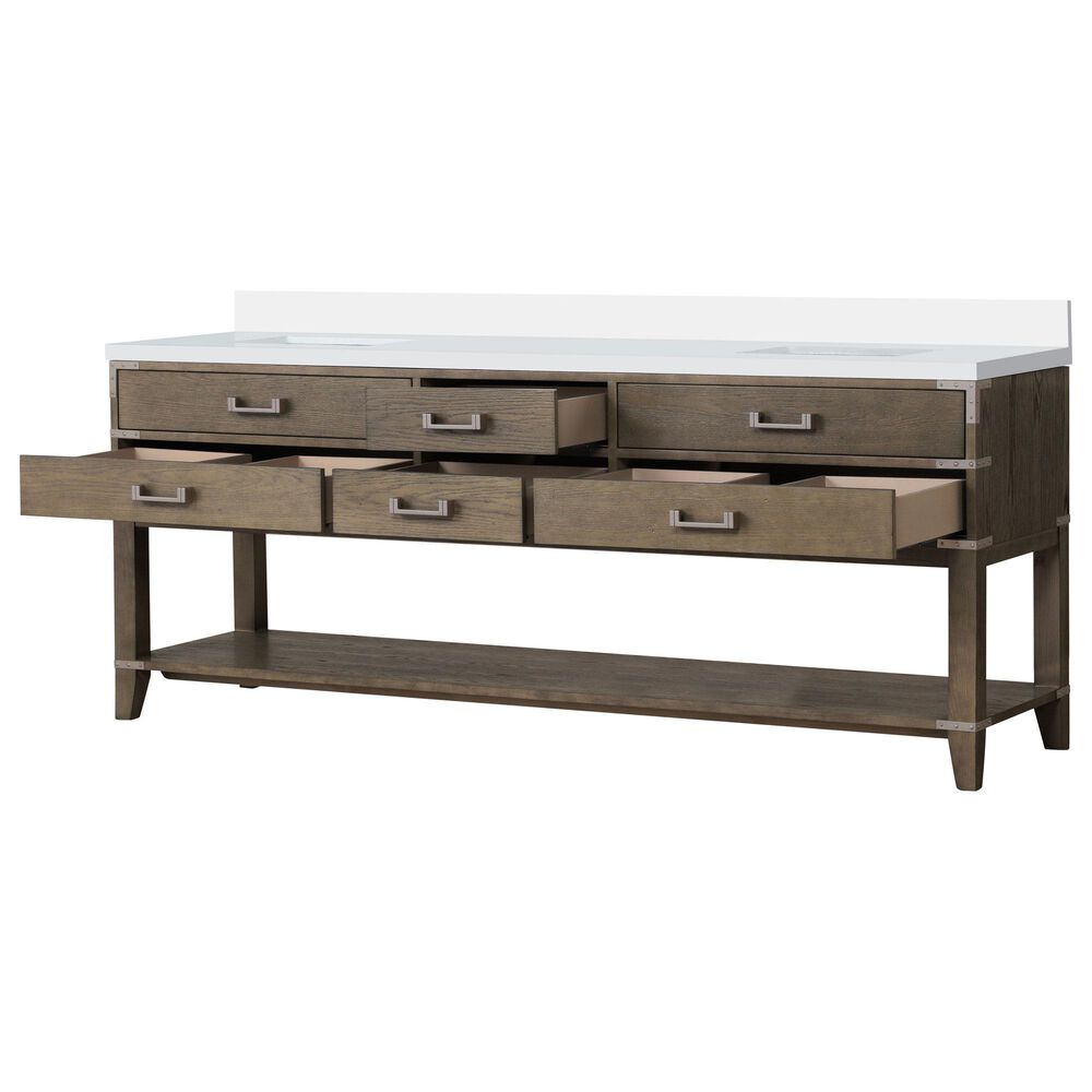 Lexora Home Norwalk 84&quot; Double Bathroom Vanity in Grey Oak with White Cultured Marble Top  and Rectangle Sink, , large