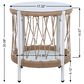 Hearth and Haven Outdoor Handwoven Rope Side Table with Glass Top in Beige and Natural, , large