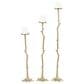 Maple and Jade Tall Floor Textured Metallic Abstract Decorative Candle Holder with Stick Inspired Design in Gold (Set of 3), , large