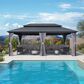 HOMLUX 12" x 20" Permanent Hardtop Gazebo with Double-Tier Roof in Gray, , large