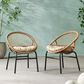 Hearth and Haven Edgar Outdoor Dining Chair with Beige Cushions in Brown (Set of 2), , large