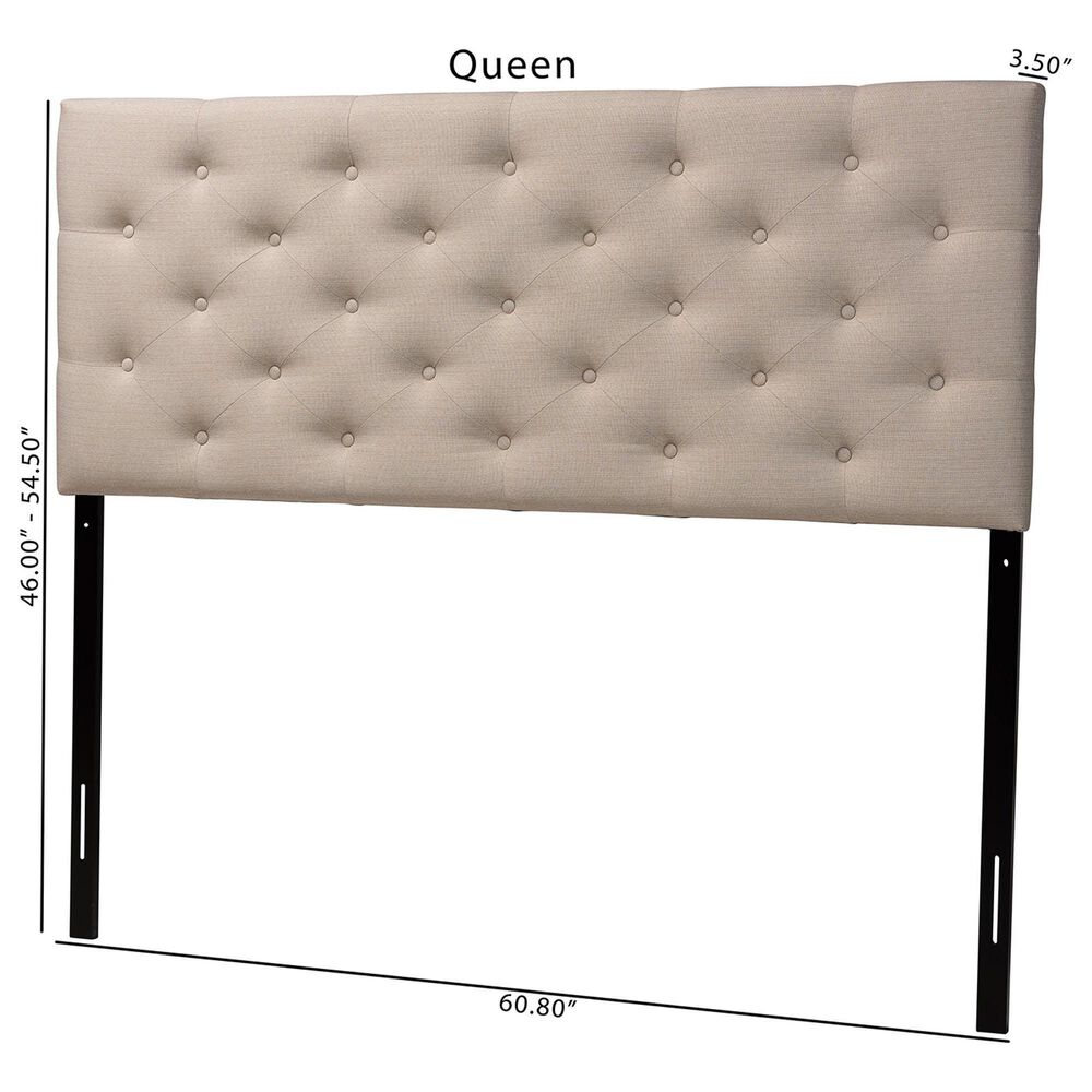 Baxton Studio Viviana Queen Upholstered Headboard in Light Beige, , large