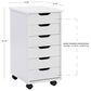 Linon Home Decor Cary 6-Drawer Rolling Cart in White Wash, , large