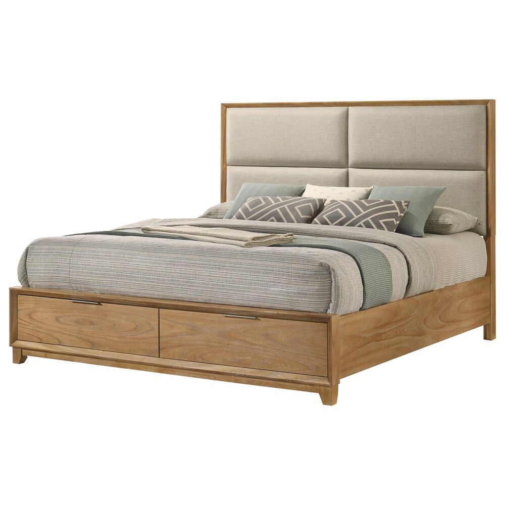 Crown Mark Florian 4 Piece Queen Storage Bed in Light Brown, , large