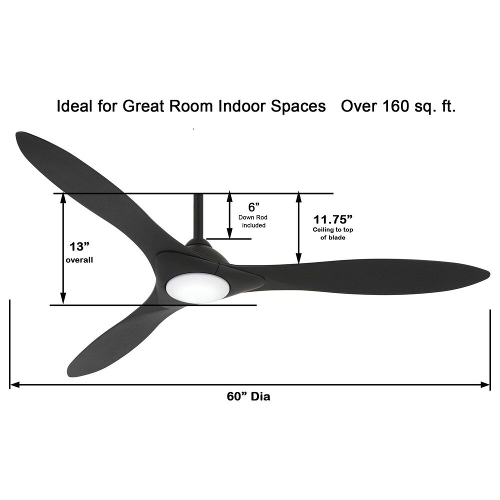Minka-Aire Sleek 60" Smart Ceiling Fan with LED Light in Coal, , large