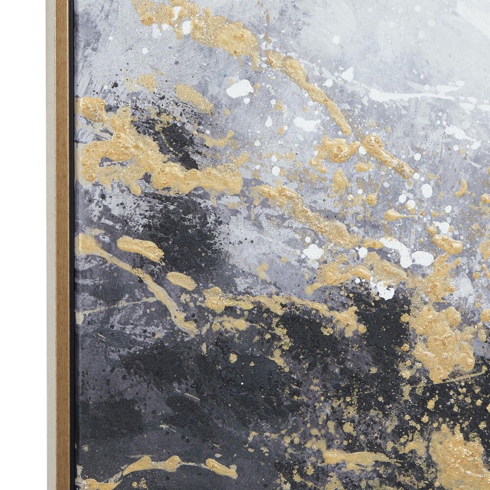 Maple and Jade 40&quot; x 30&quot; Geode Abstract Framed Wall Art in Black, Gold, White and Gray, , large