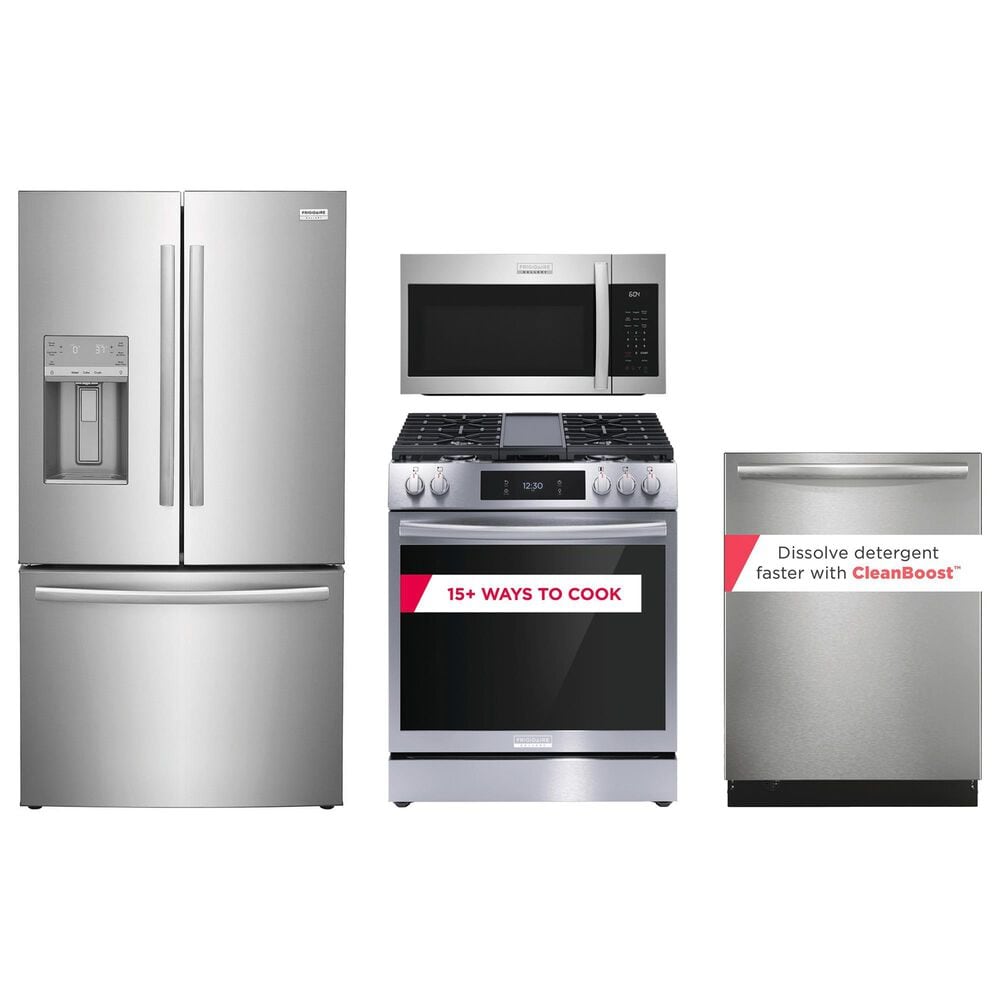 Frigidaire Gallery 4-Piece Kitchen Package with 27.8 Cu. Ft. French Door Refrigerator and 30" Gas Range in Stainless Steel, , large