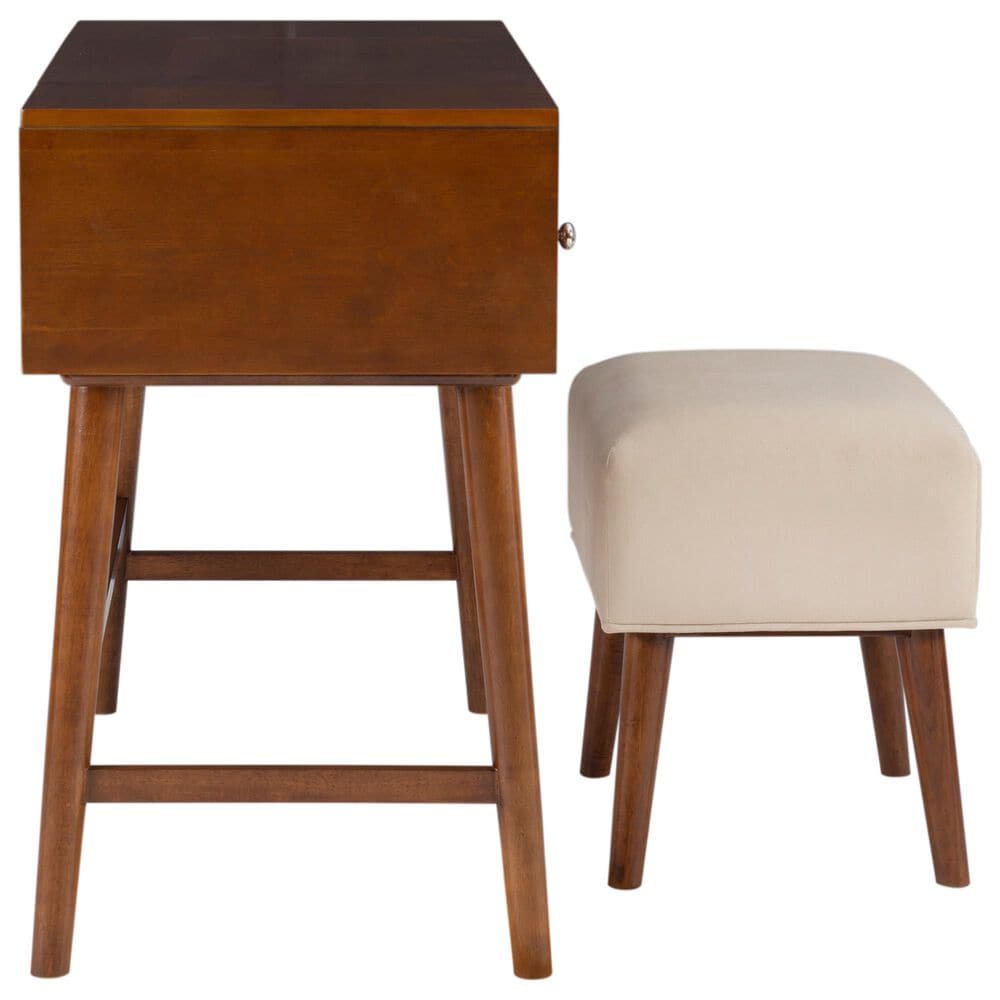 Linon Home Decor Viola Vanity with Stool in Walnut, , large